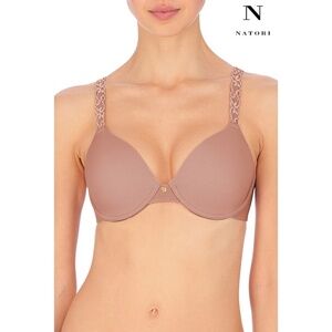 NATORI PURE LUXE CUSTOM COVERAGE ANTIQUE/PINK PEARL CONTOUR UNDERWIRE BRA. 34D